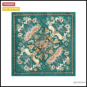 Vintage Paisley Satin Head Scarf Large Square Silk-Like Versatile Accessory